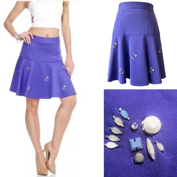 NEW! Catherine Malandrino  Viola Fit and Flare Jem Stone Skirt, Size 2 - Picture 2 of 16